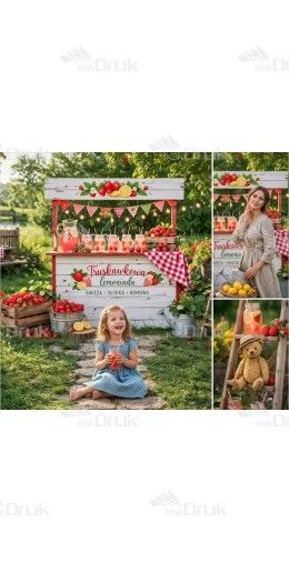 Tło fotograficzne „Truskawkowa lemoniada w ogrodzie” | 4006